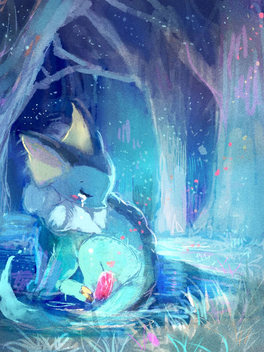 Vaporeon Crying In Woods Background