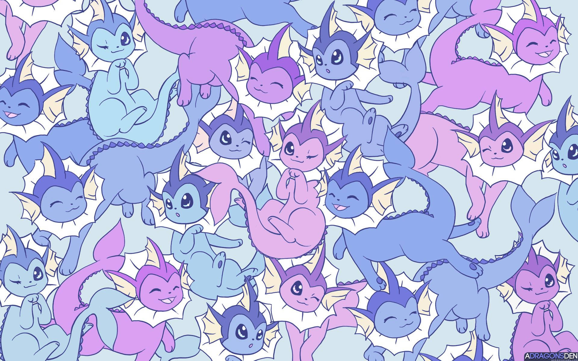 Vaporeon Emanating Power In Its Natural Element Background