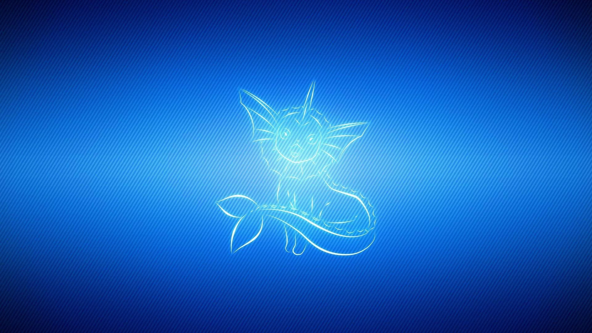 Vaporeon Neon Blue Background