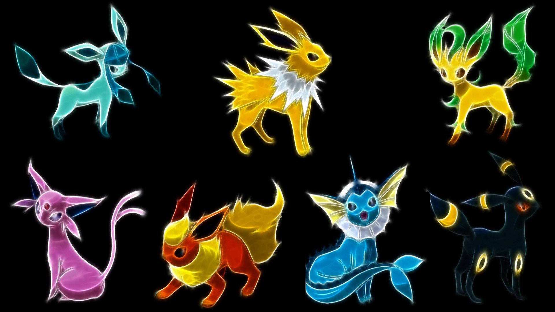 Vaporeon With Other Pocket Monsters Background