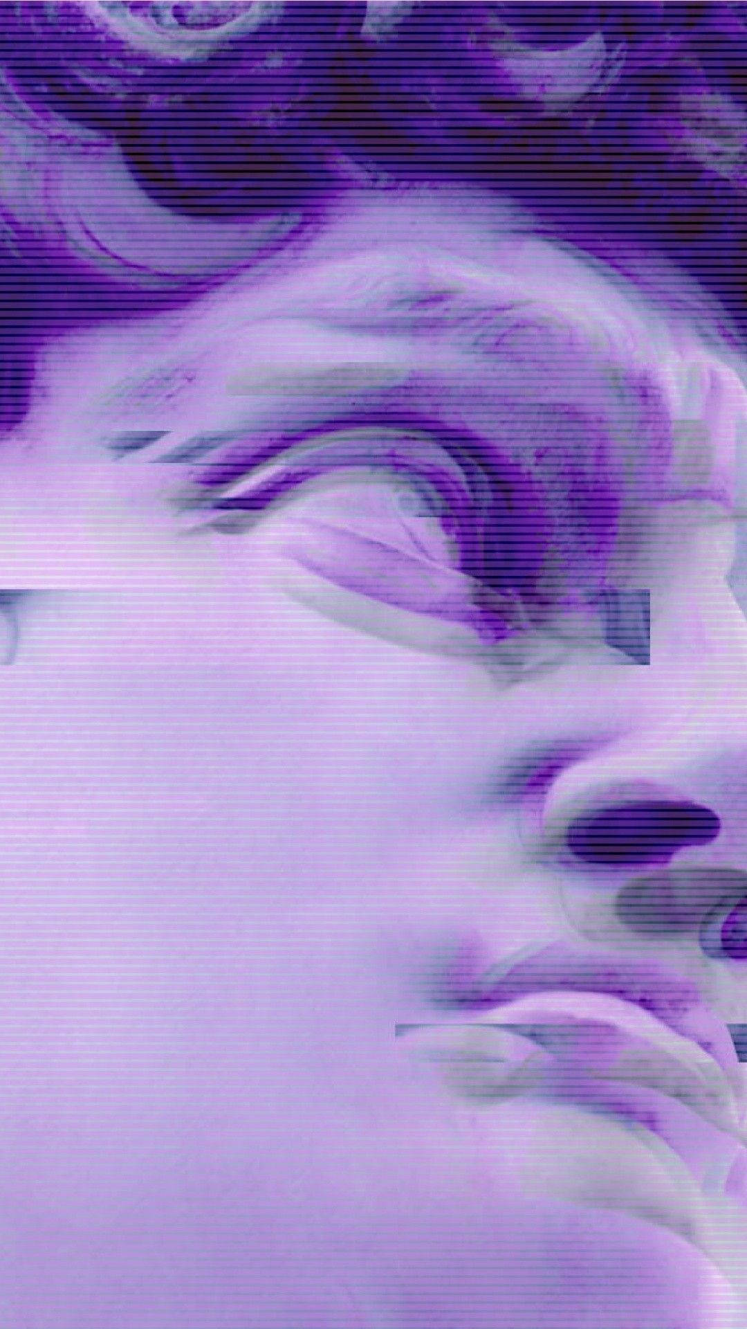 Vaporwave Aesthetic Statue's Face Background