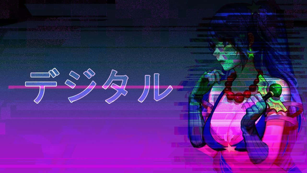 Vaporwave Alluring Anime Lady Background