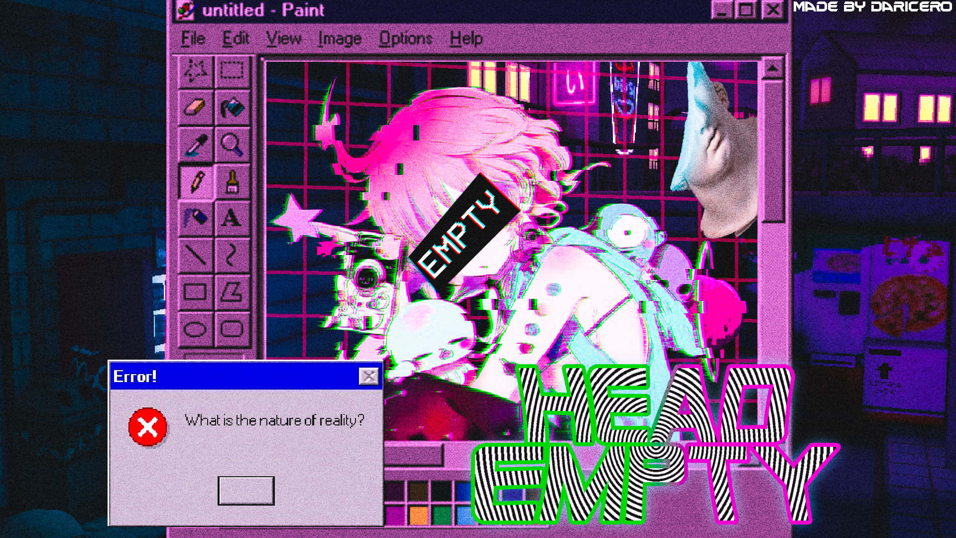 Vaporwave Anime Head Empty
