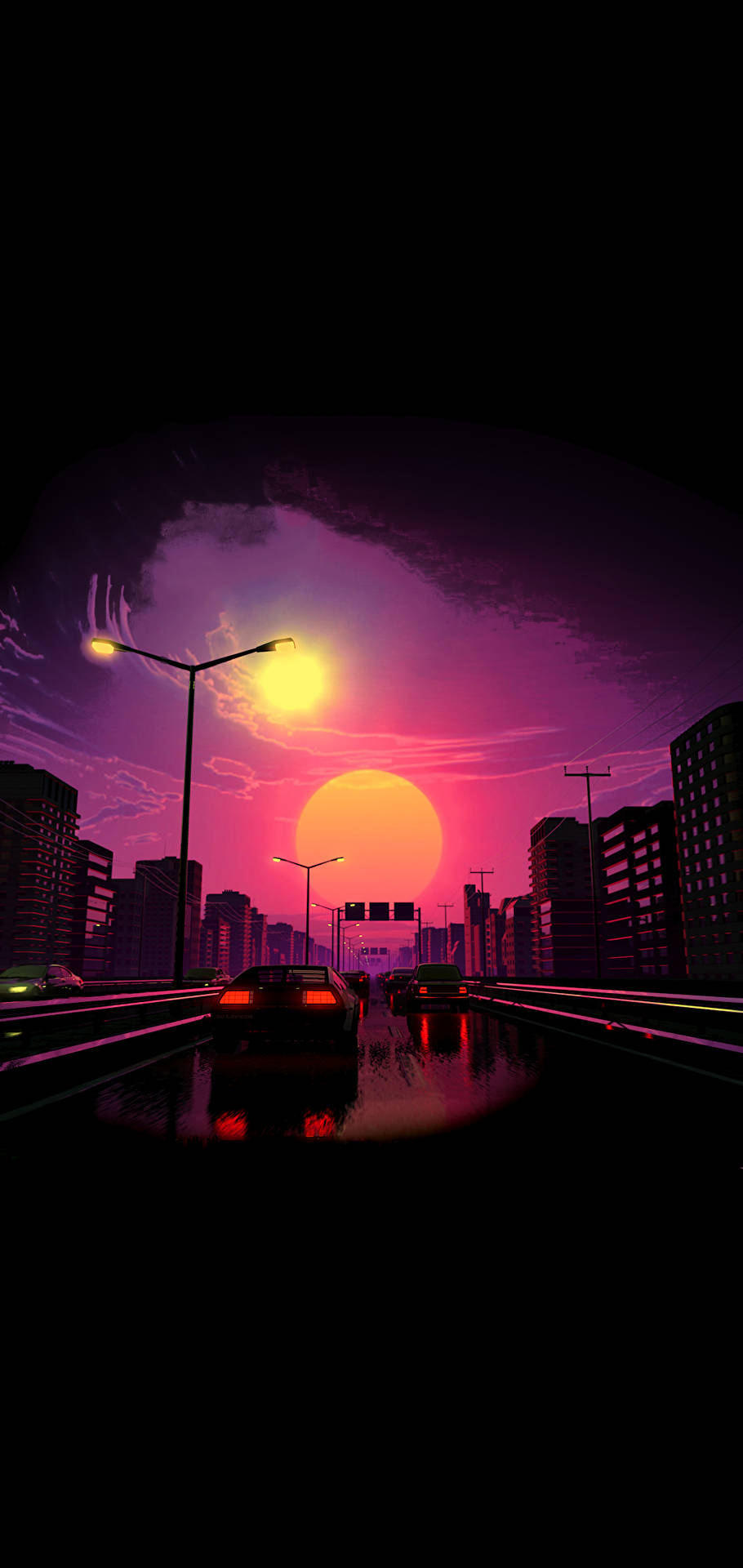 Vaporwave Artwork Pink Sunset Aesthetic Tablet Background