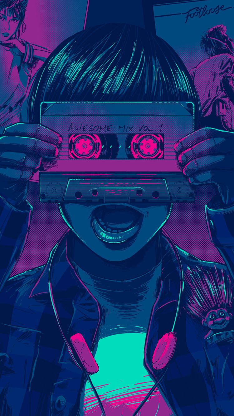 Vaporwave Cassette Tape Illustration Iphone