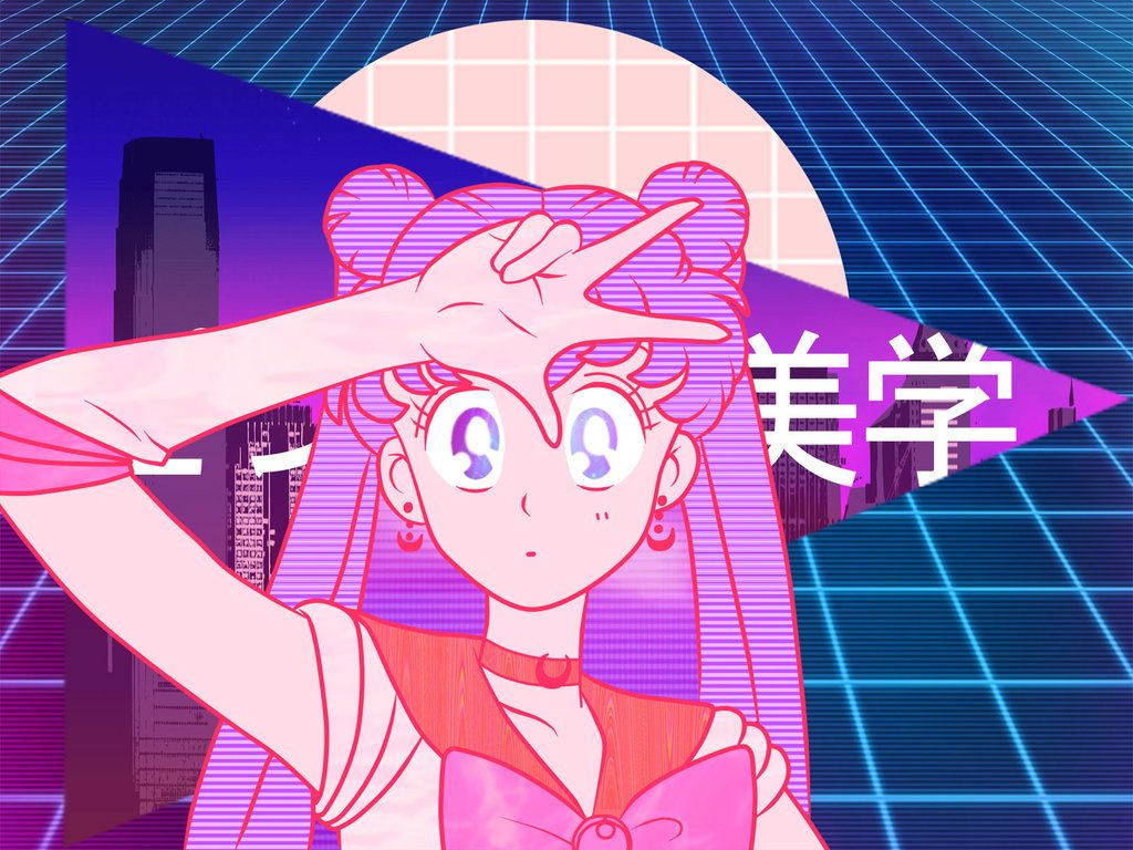 Vaporwave Design Retro Anime Aesthetic Background