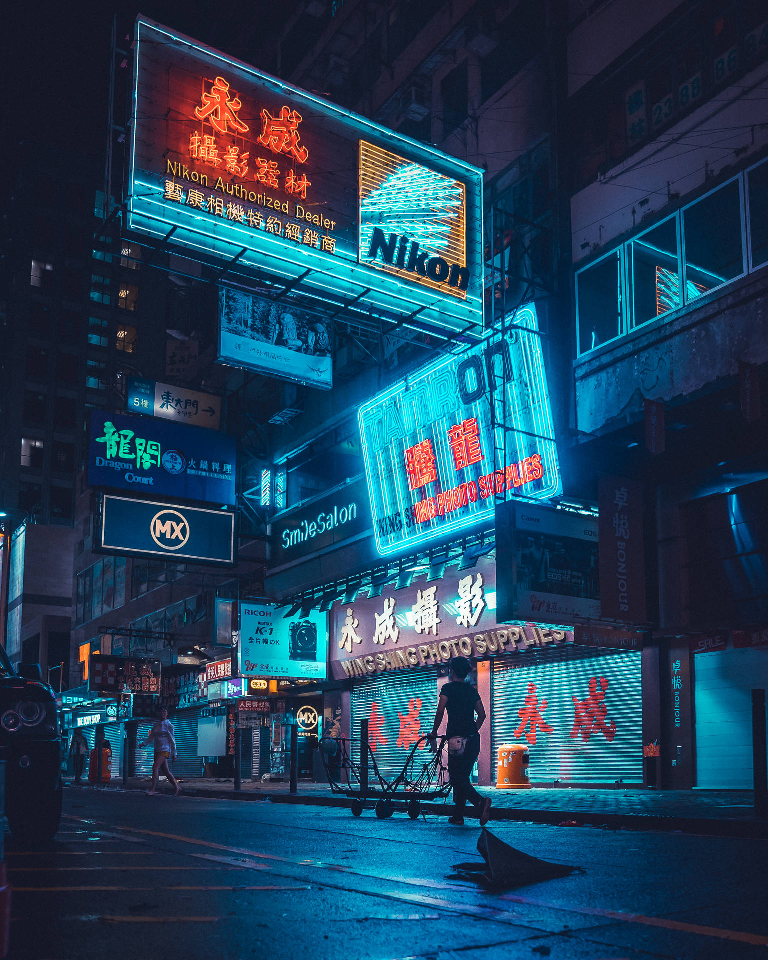 Vaporwave Neon City Hong Kong Background