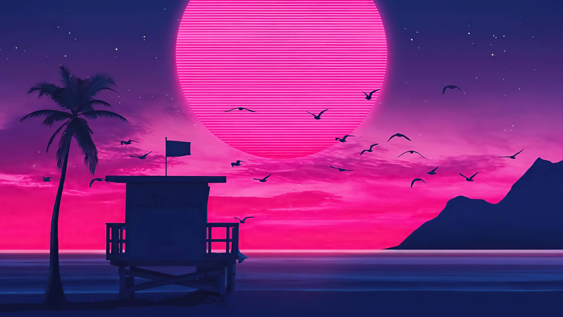 Vaporwave Pacific Coast View Background