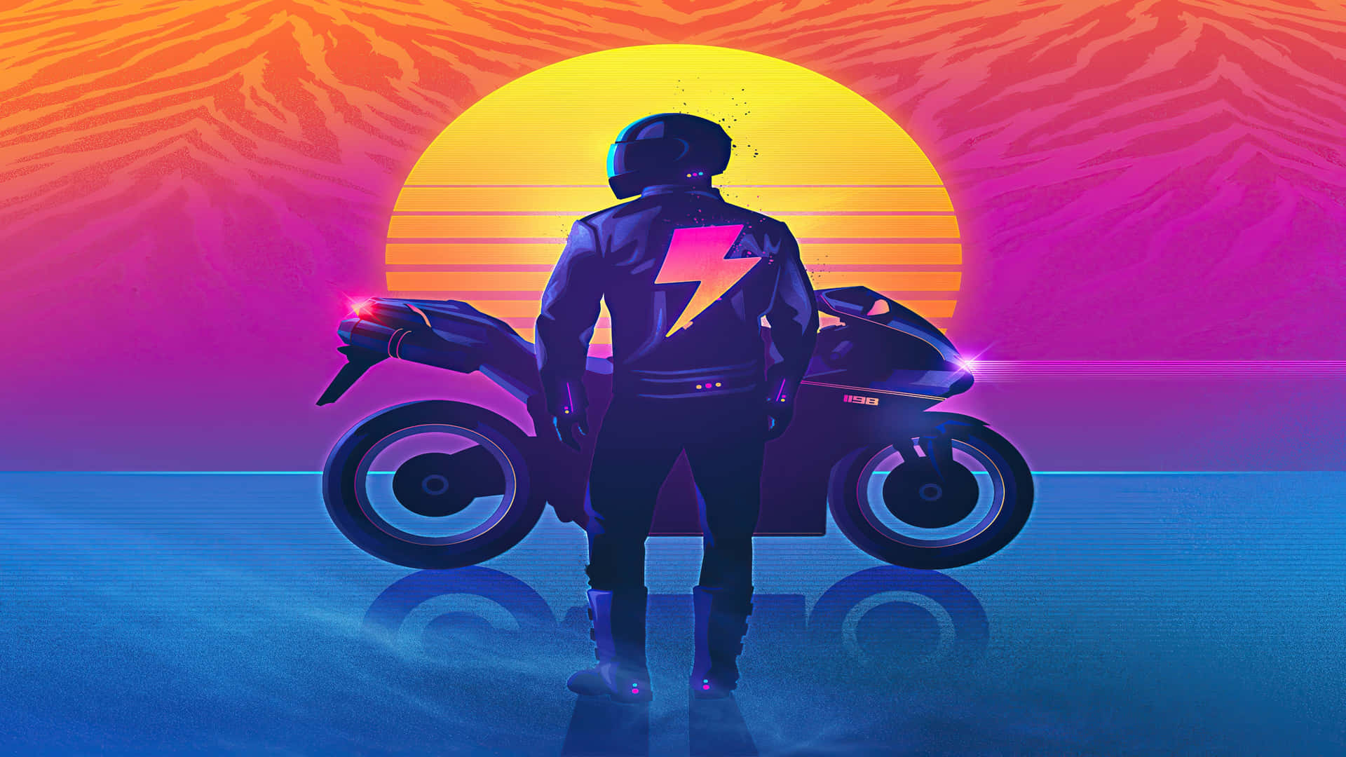 Vaporwave Rider Sunset4 K U H D Background