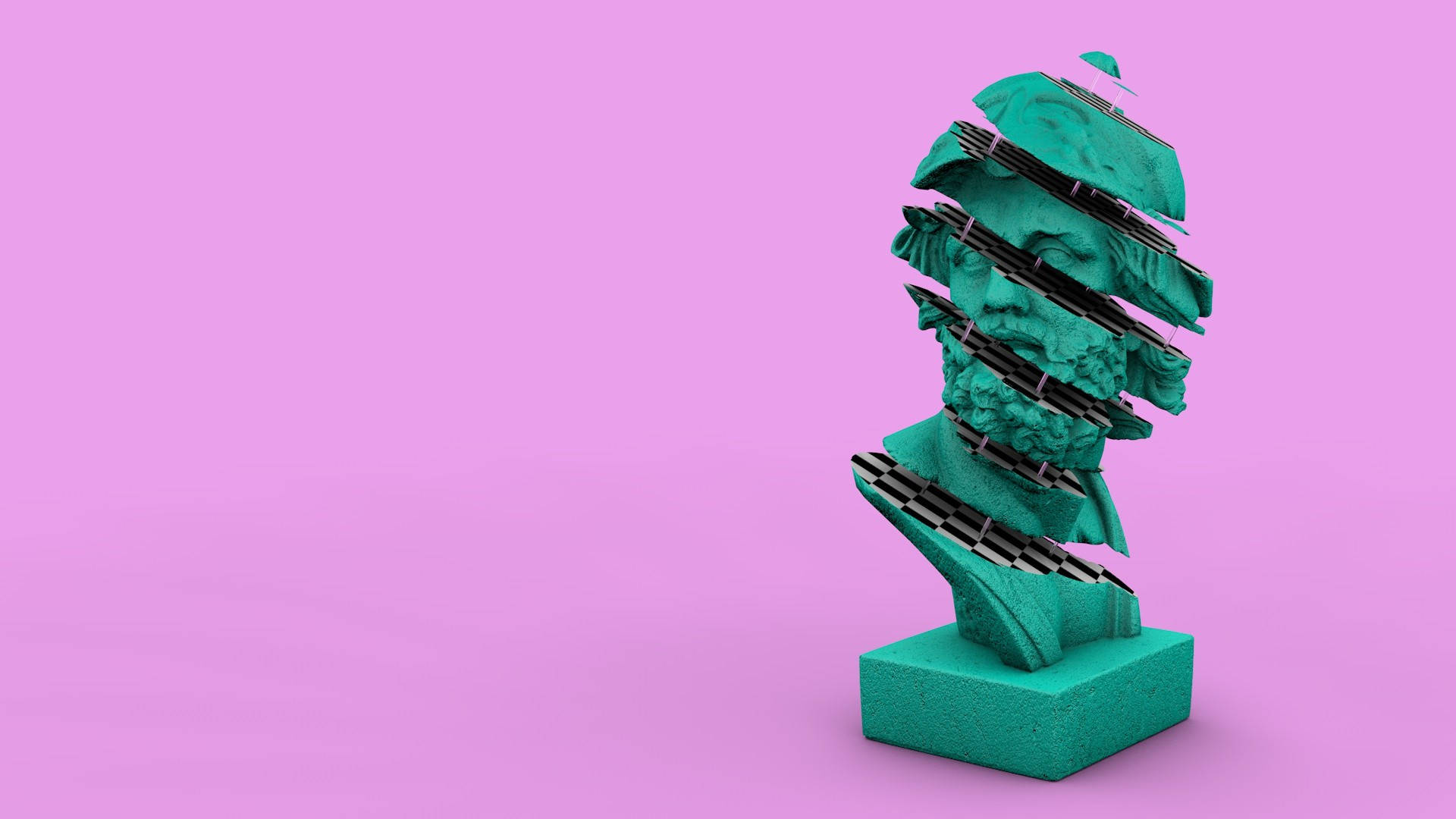 Vaporwave Statue Sliced Head Background