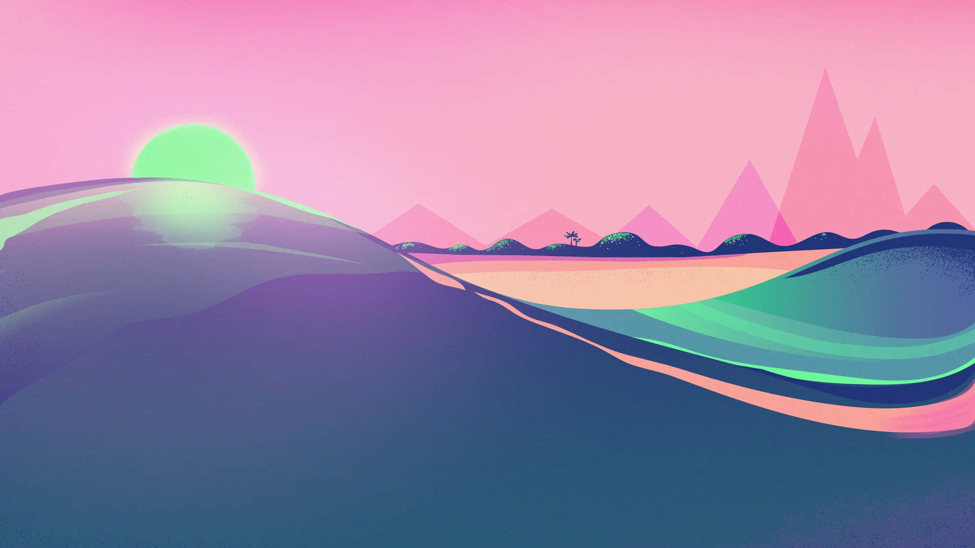 Vaporwave Sunset Landscape4 K U H D Background