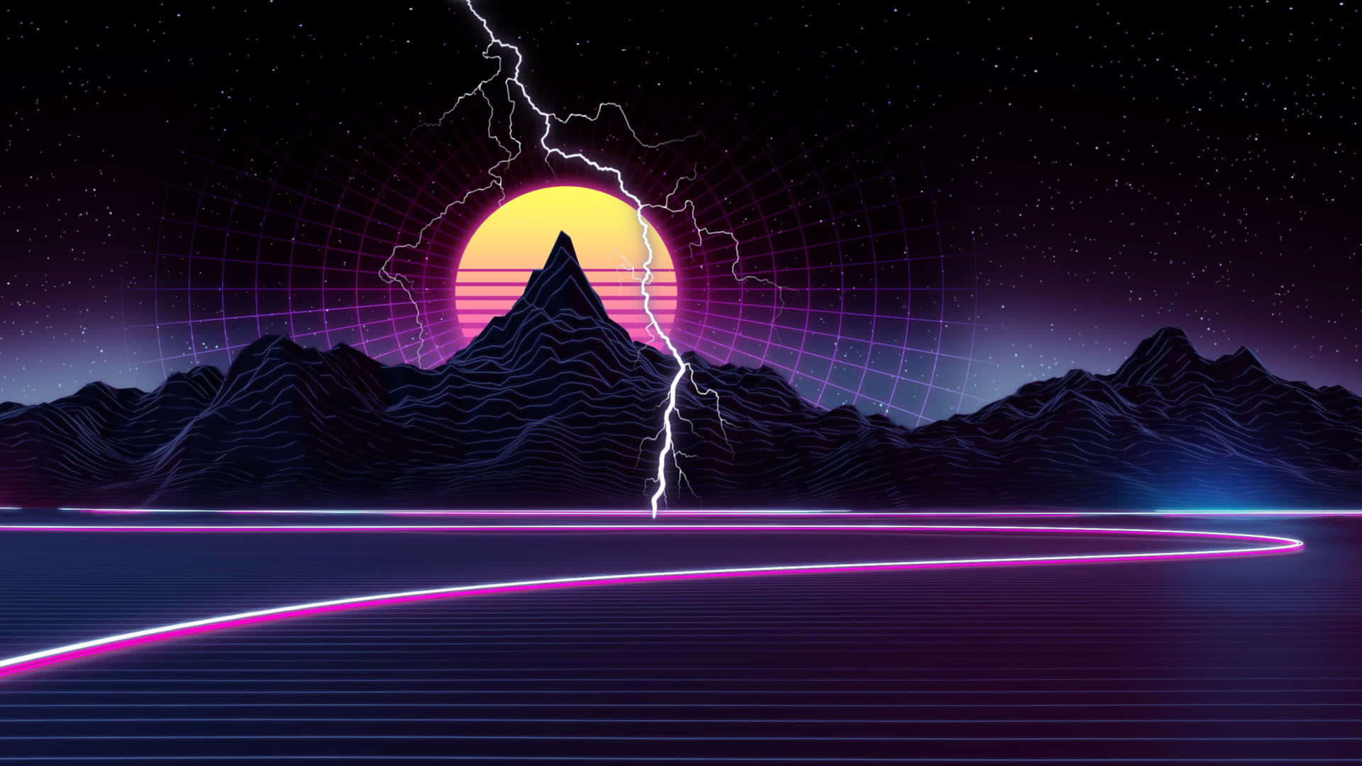 Vaporwave Sunset Mountain Landscape4 K U H D Background