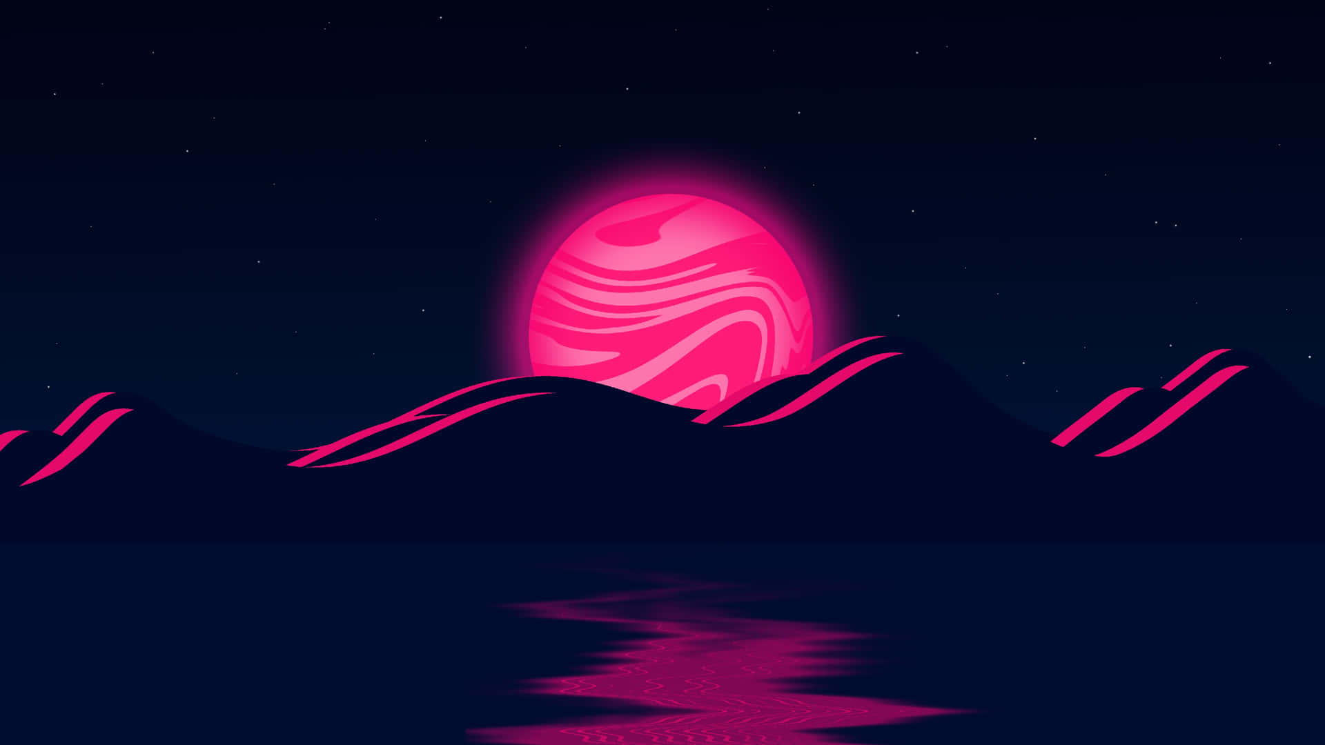 Vaporwave Sunset Over Digital Waves4 K U H D Background