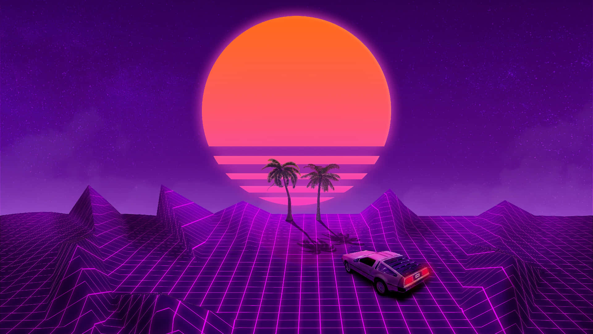 Vaporwave Sunset Retro Synthwave4 K U H D Background