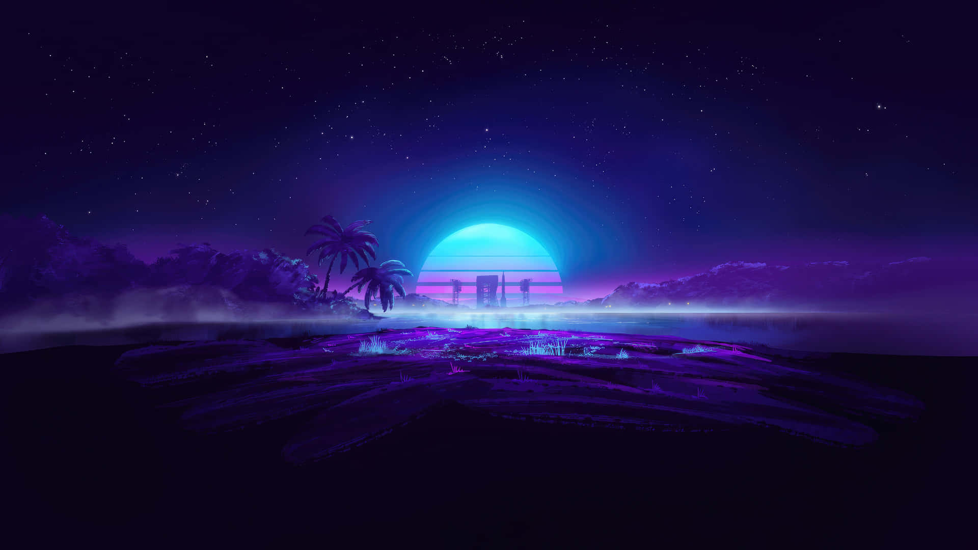 Vaporwave Sunset4 K Ultra H D Background