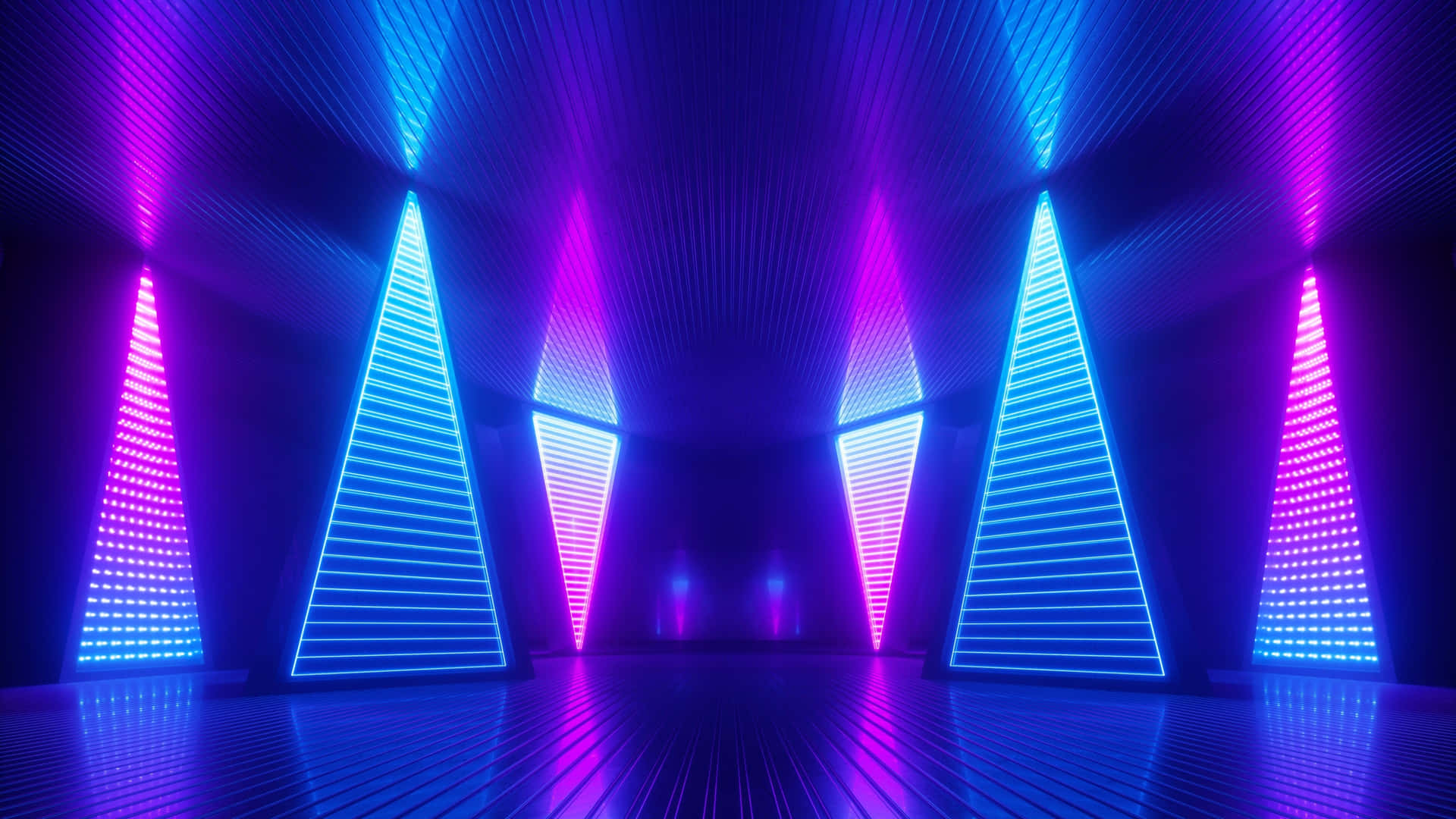 Vaporwave Triangles Neon Lights4 K U H D Background