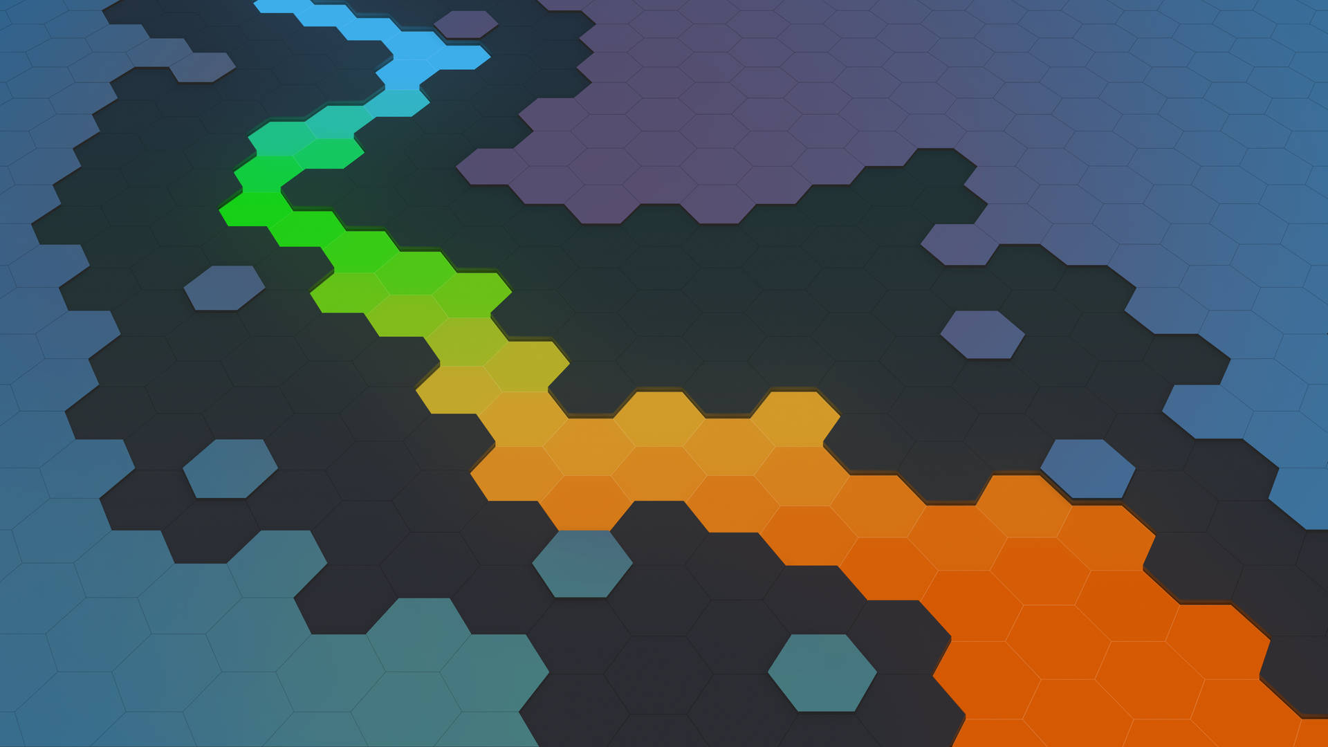 Varicolored Hexagon Path Background