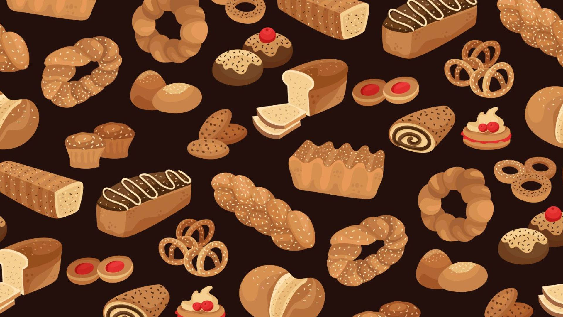 Varied Assortment Of Freshly Baked Bread And Biscuits Background