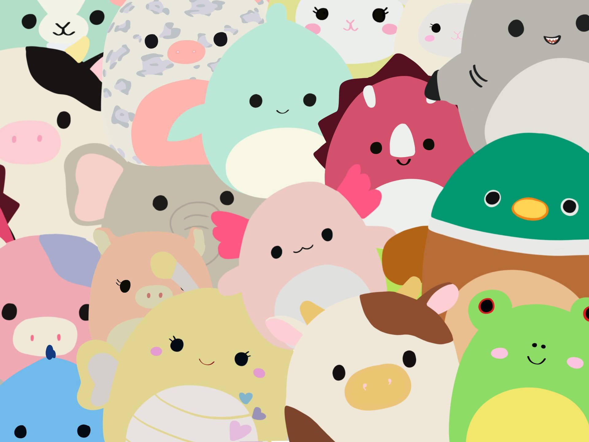 Variety Of Cartoon Squishmallows Background