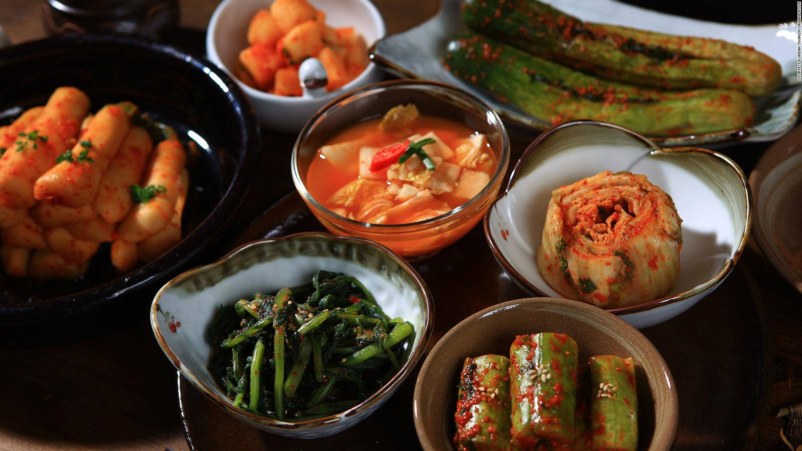 Various Korean Dishes Background