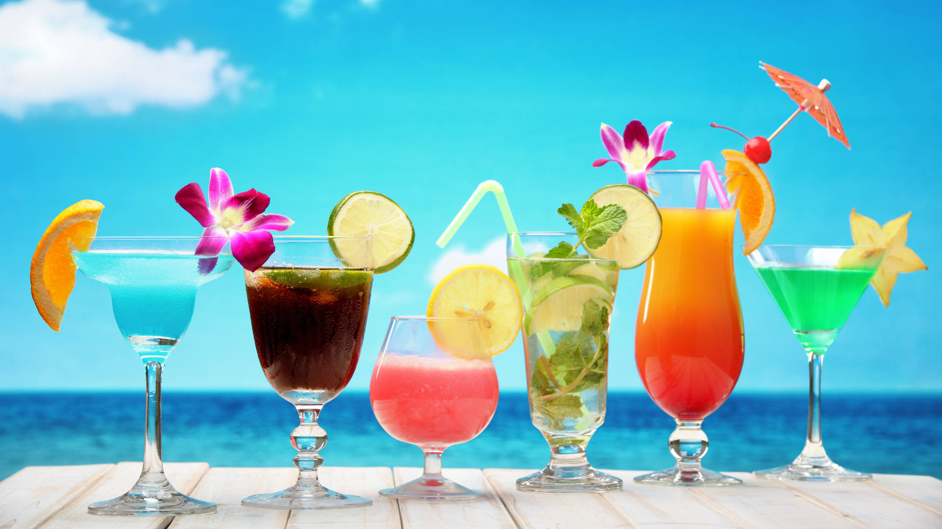 Various Tropical Drink Background