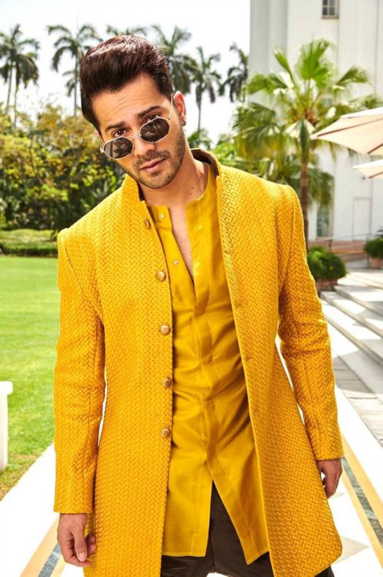 Varun Dhawan In Yellow Sherwani