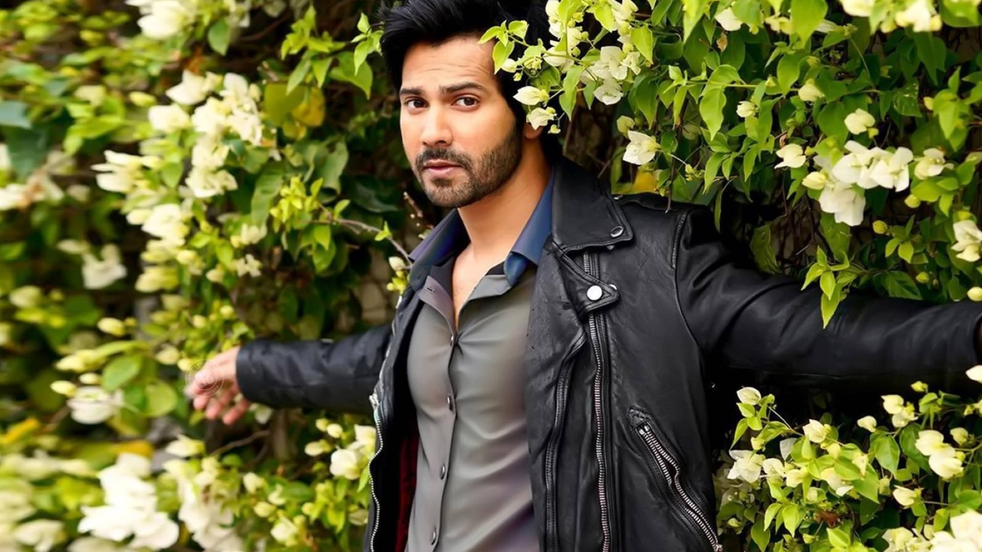 Varun Dhawan With Flowers Background