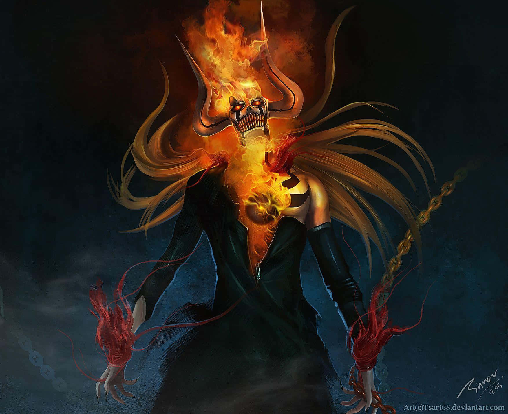 Vasto Lorde Ichigo Final Form On Fire Background