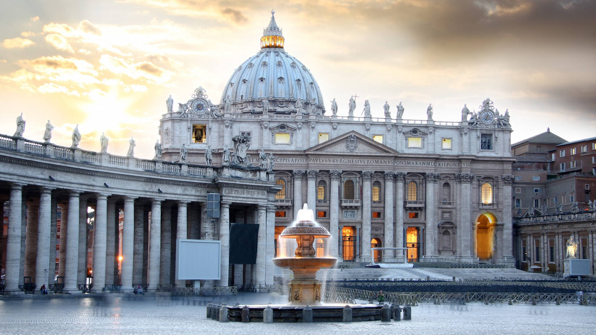 Vatican City Basilica Sunset Background