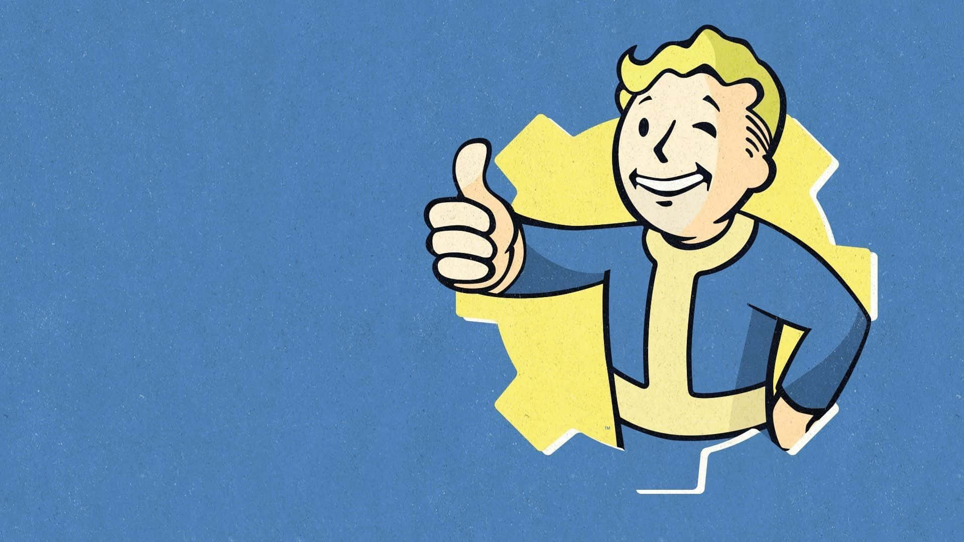 Vault Boy Thumbs Up Blue Background Background