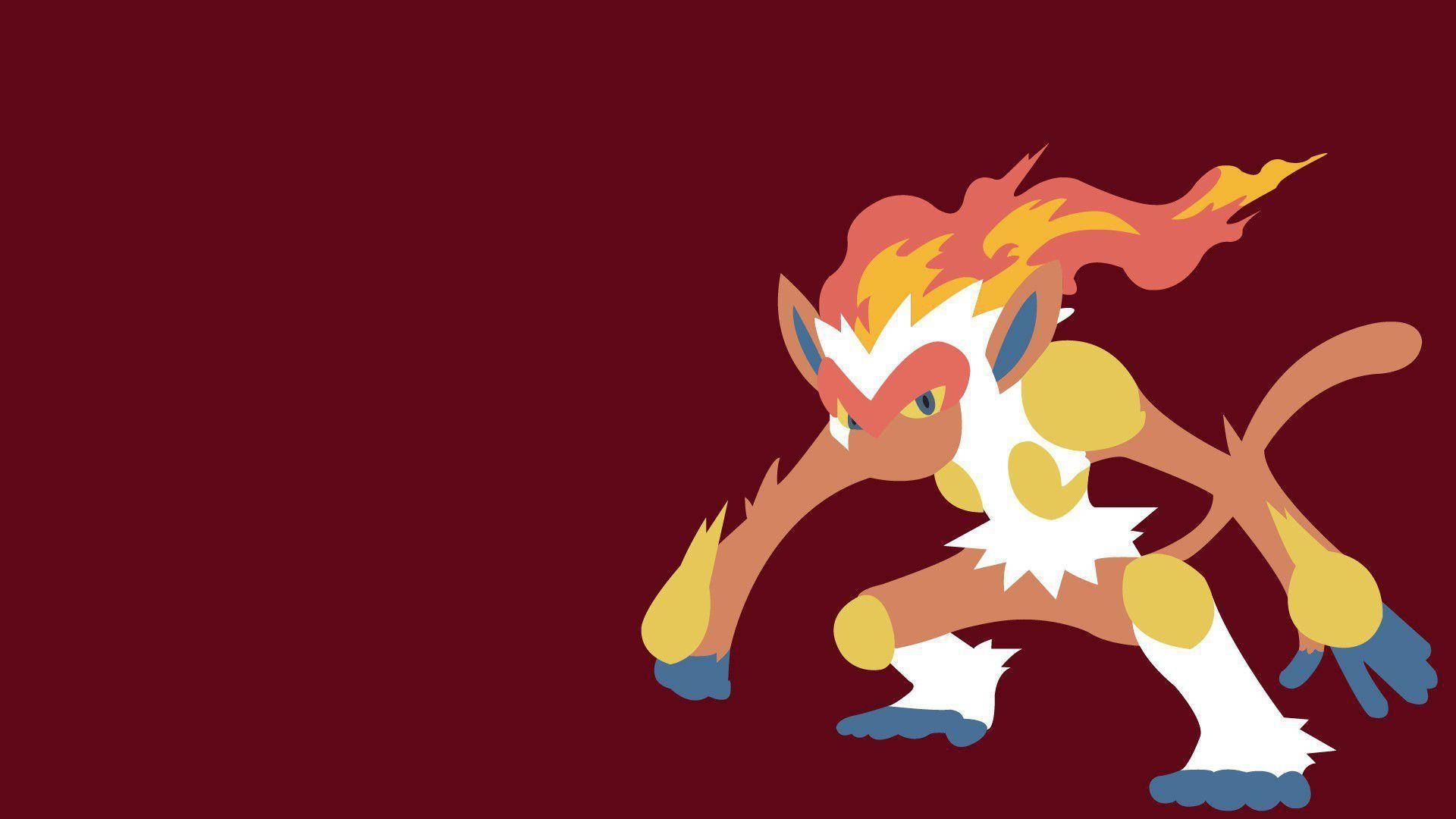 Vector Art Infernape On Maroon Background