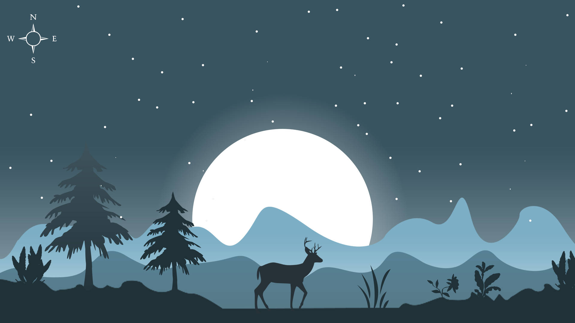 Vector Art Moon Night Sky Background