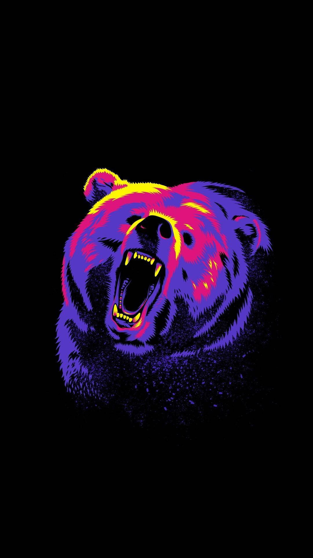 Vector Art Roaring Grizzly Bear Dark Mode Background