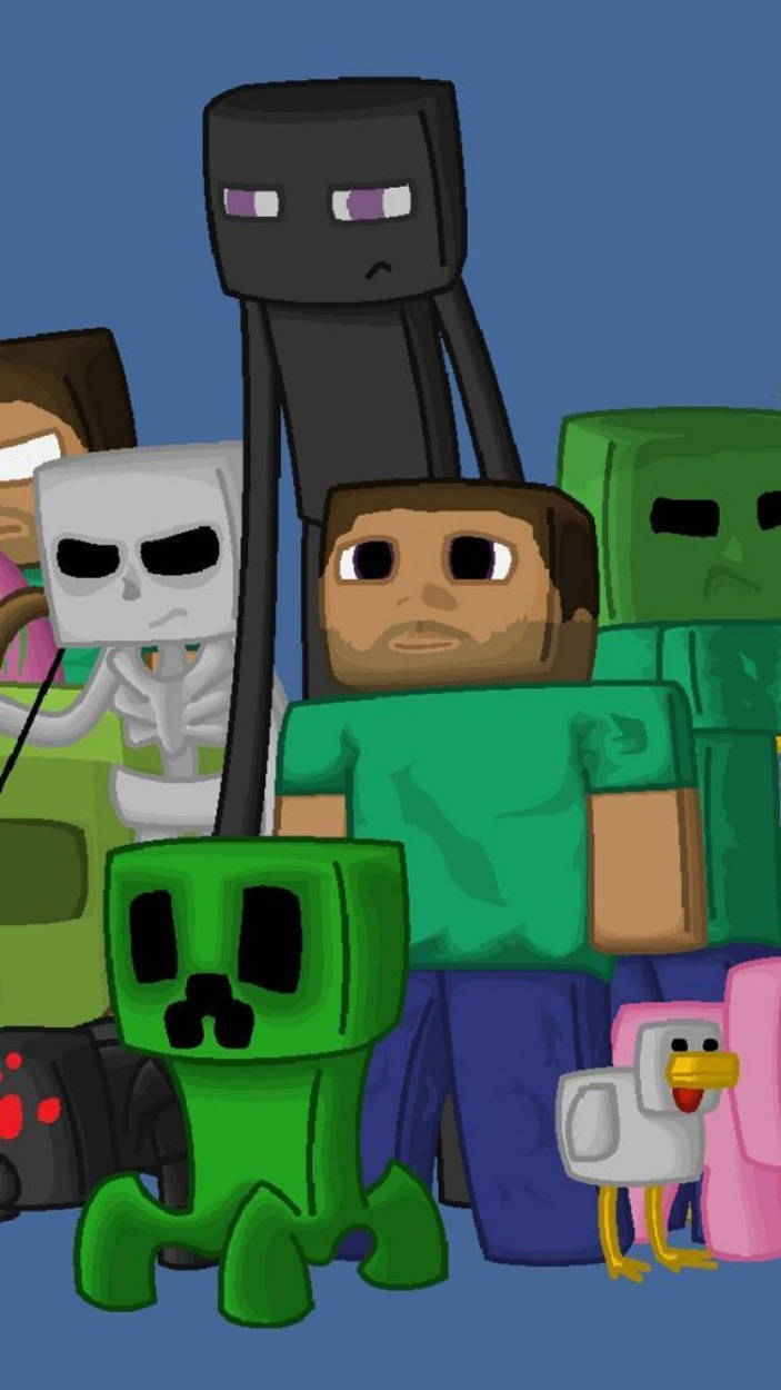 Vector Art Steve And Mobs Minecraft Iphone Background