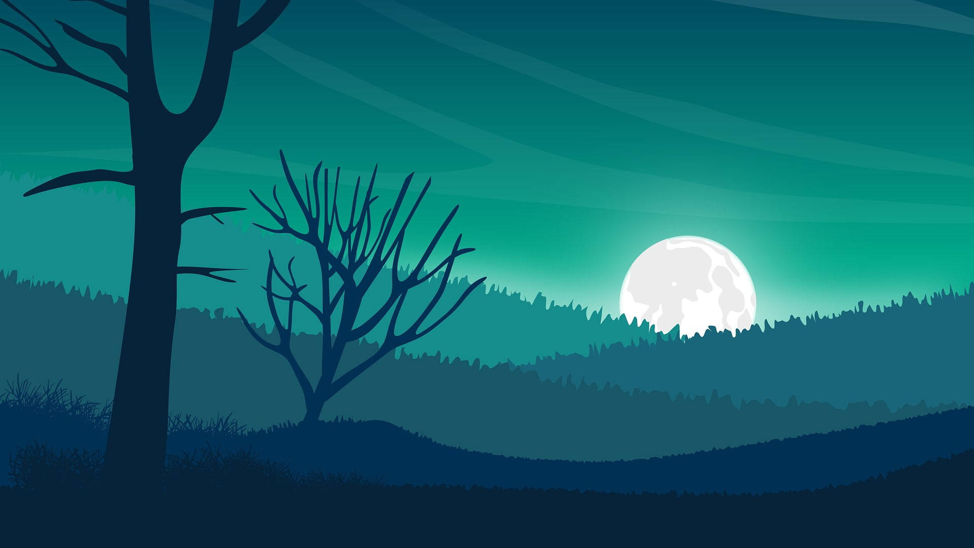 Vector Art Teal Night Background