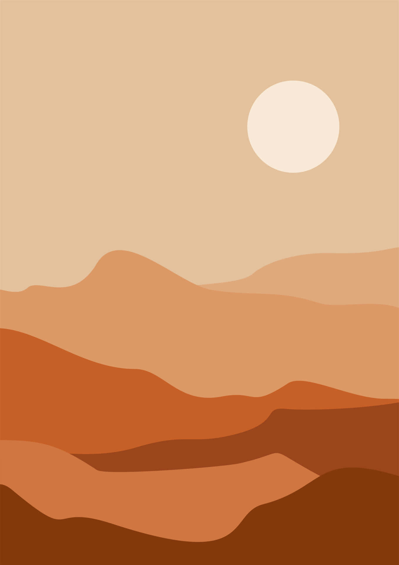 Vector Desert Landscape Orange Aesthetic Phone Background