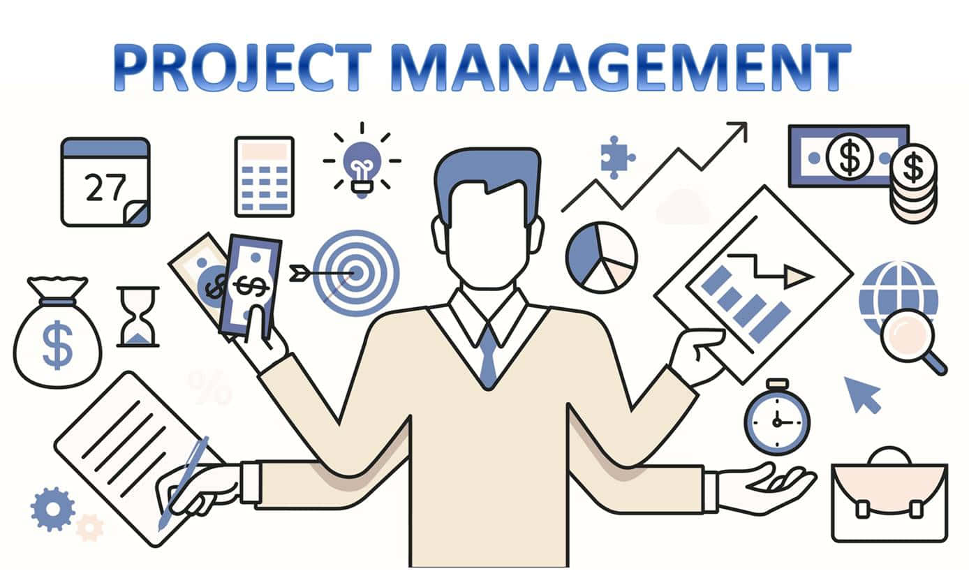 Vector Icons Demonstrating Project Management Activities Background