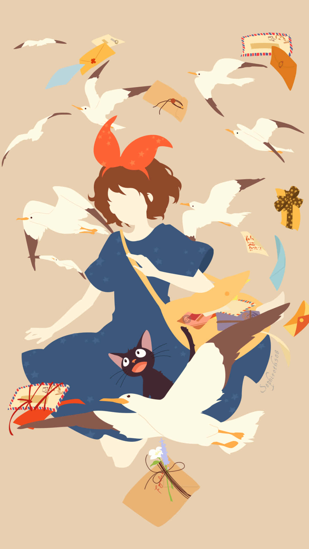 Vector Kikis Delivery Service Studio Ghibli Phone Background