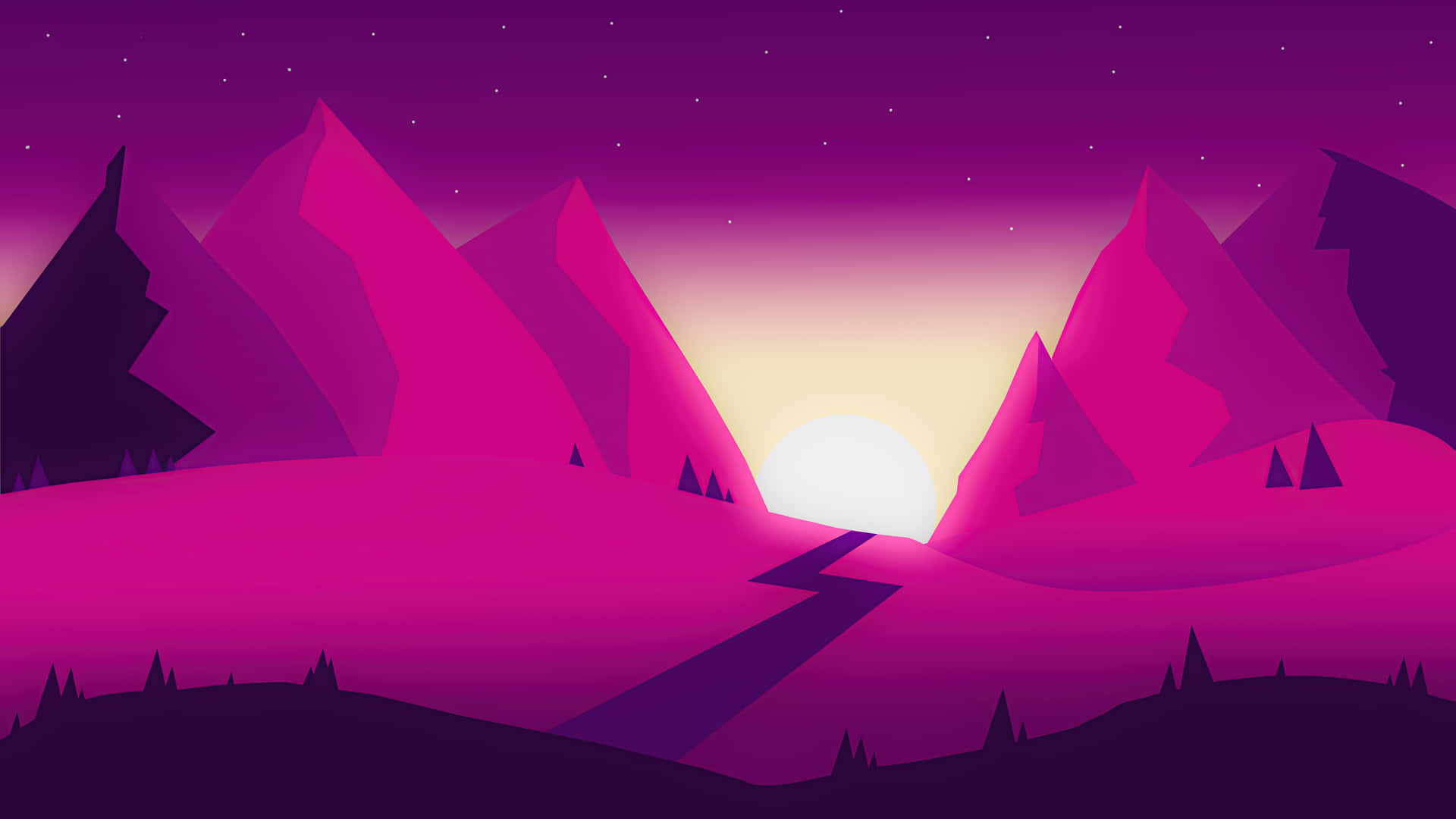 Vector Of Mountains At Dawn Minimal Background Background