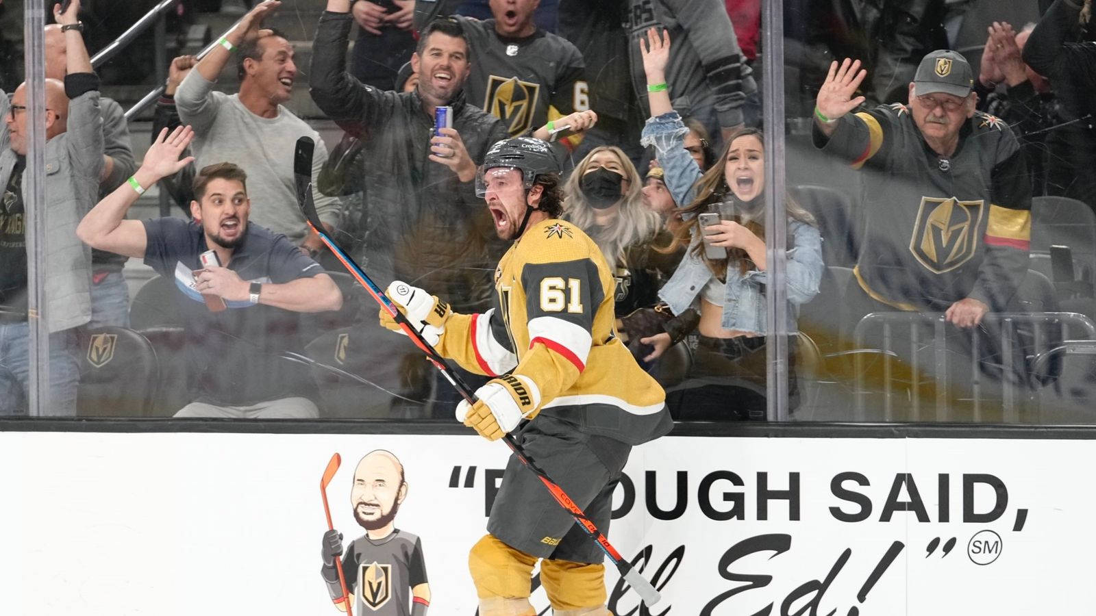 Vegas Golden Knights Canadian Captain Mark Stone Celebrating Photograph Background