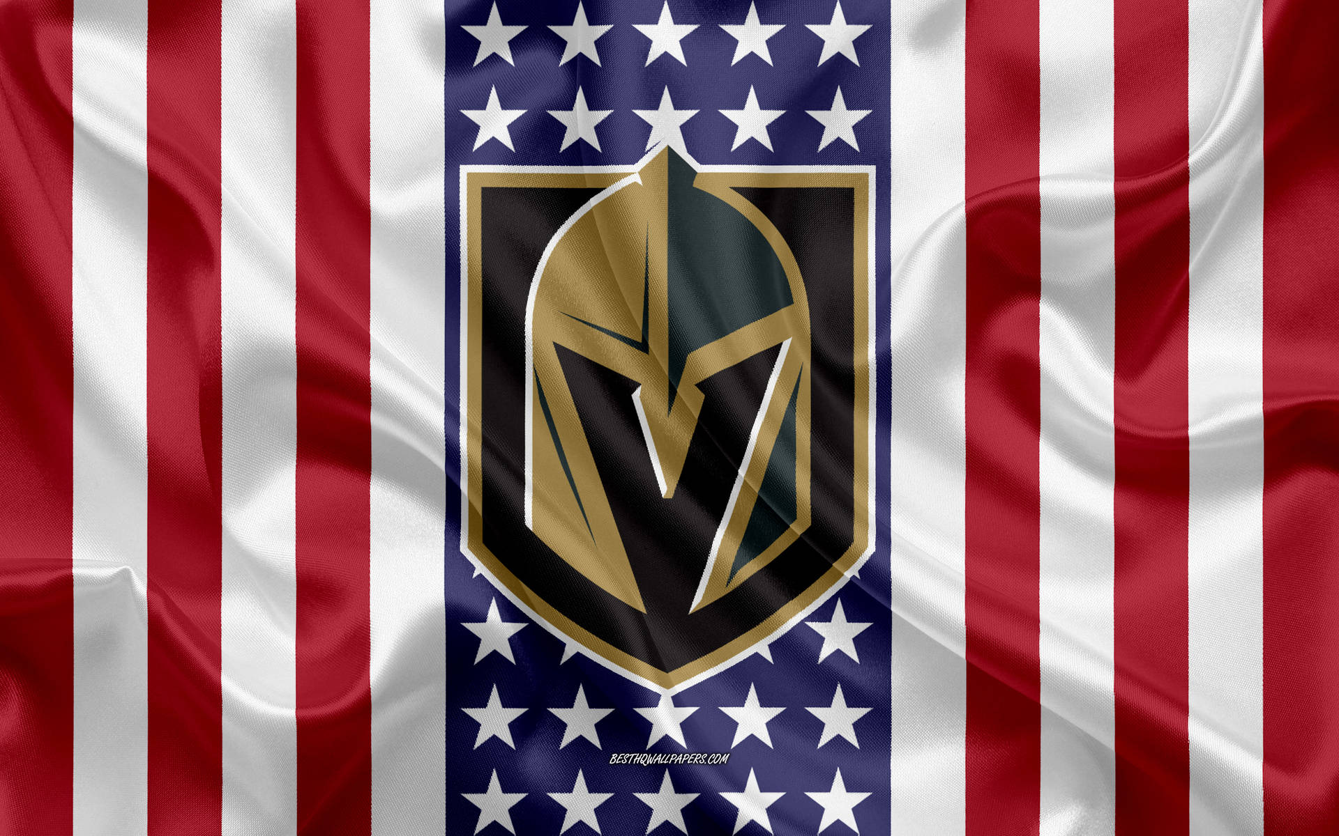 Vegas Golden Knights Emblem On Us Flag Background