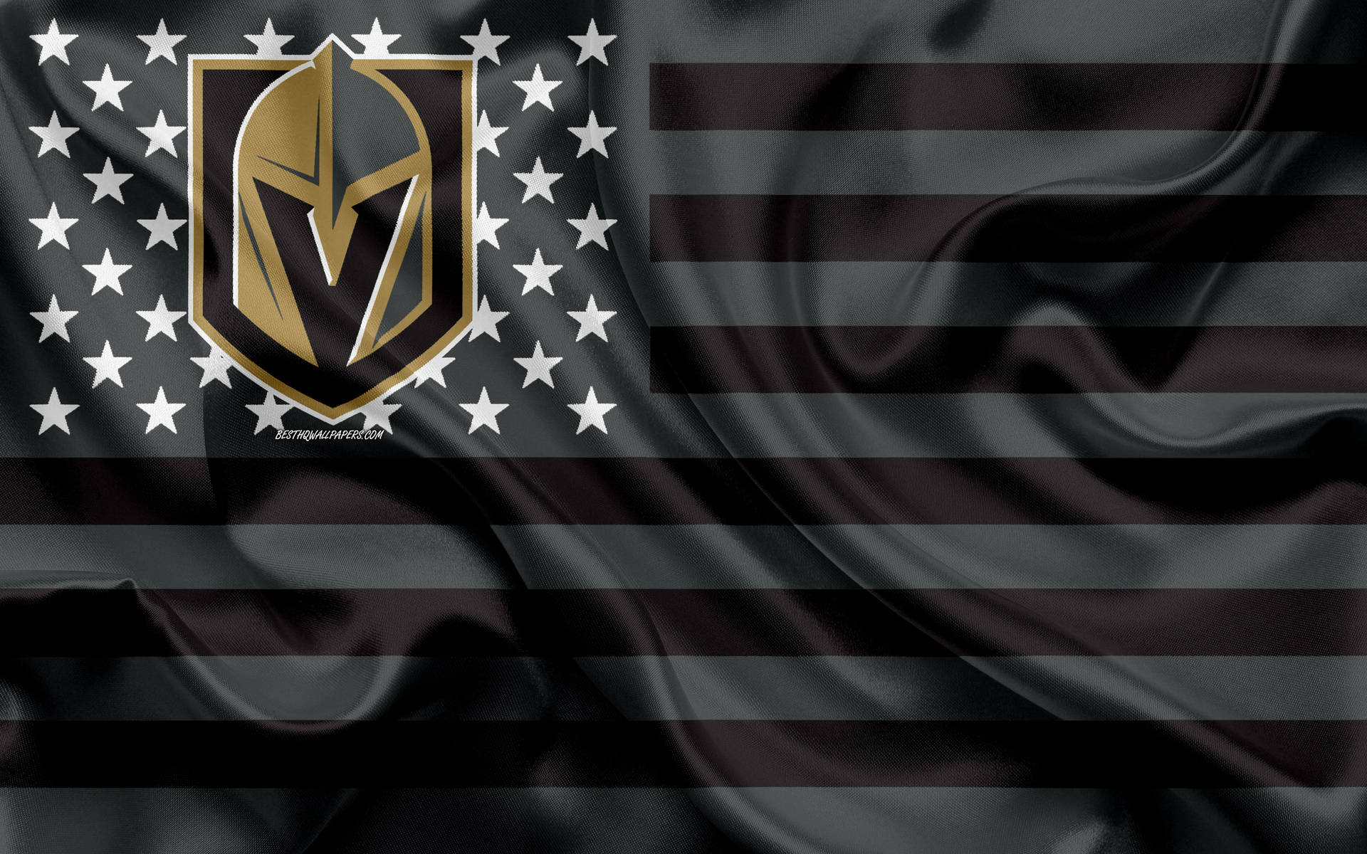 Vegas Golden Knights On American Flag Background