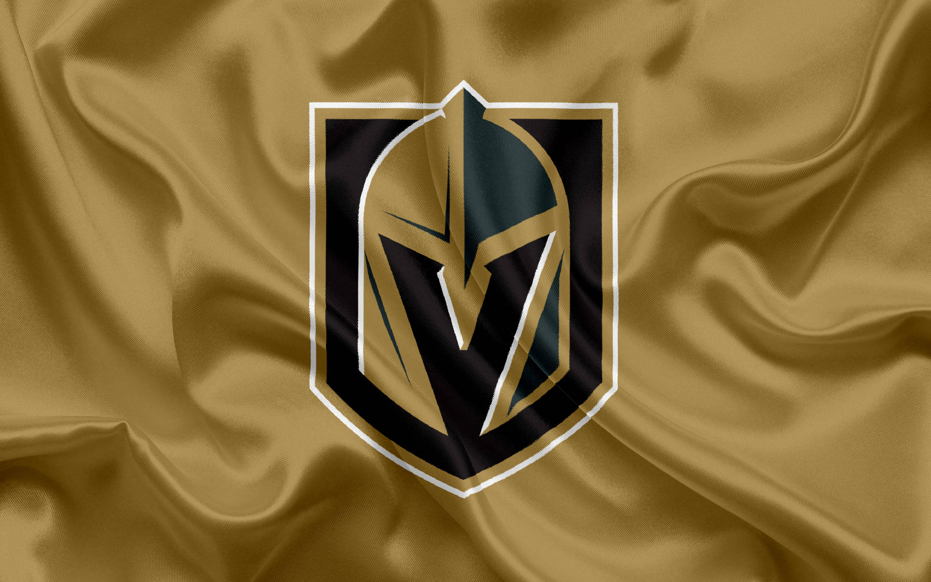 Vegas Knights Logo On Gold Silk
