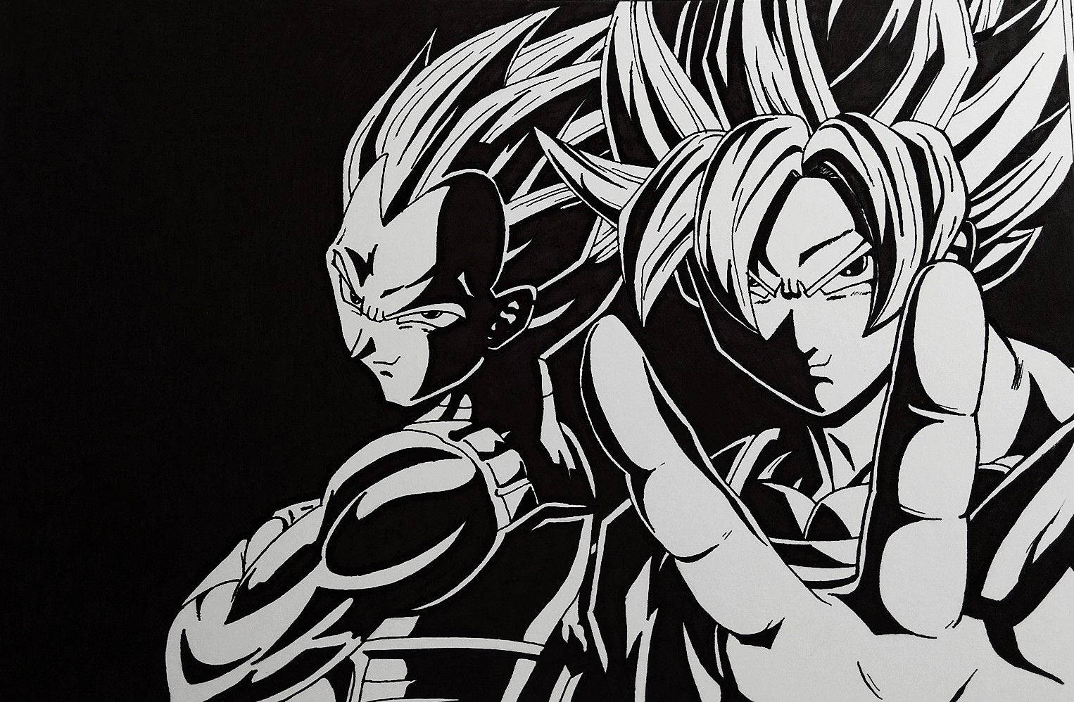 Vegeta And Goku Black And White Background