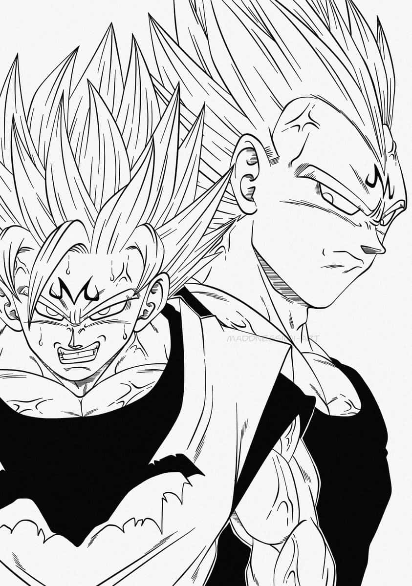 Vegeta In Black And White Background