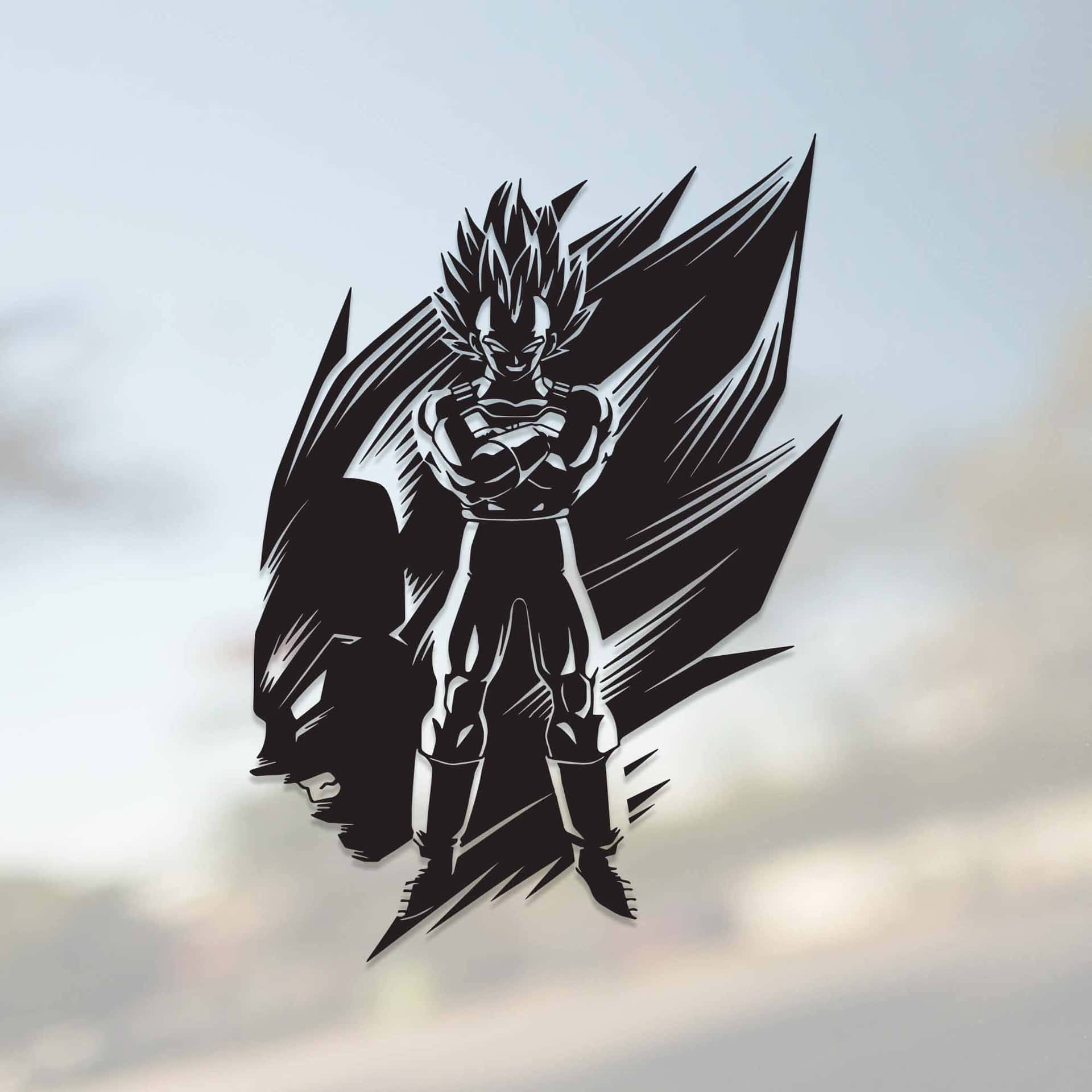 Vegeta In His Black And White Form Background