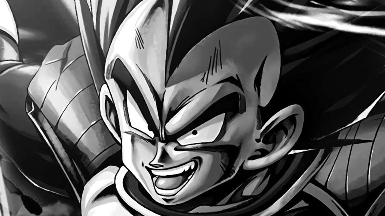 Vegeta Ready To Power Up In Black And White Background