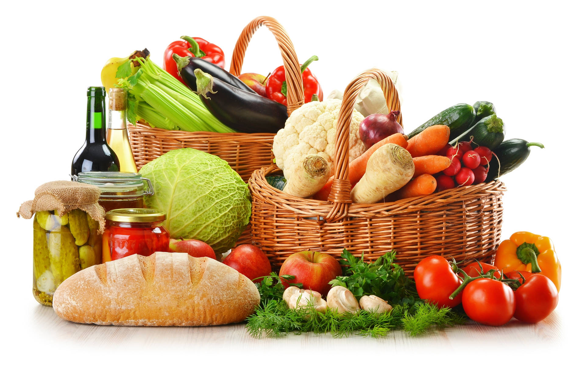 Vegetable And Fruit Baskets Background