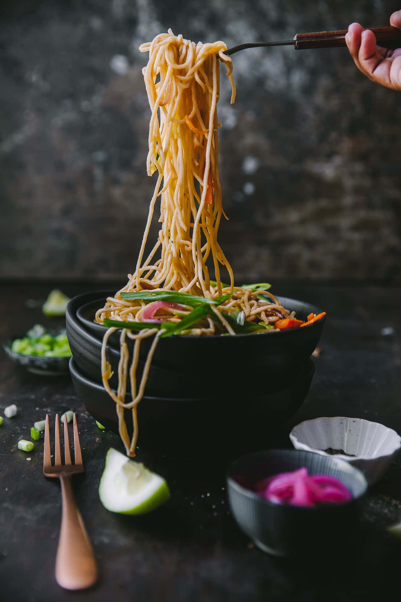 Vegetable Chow Mein Noodles Background