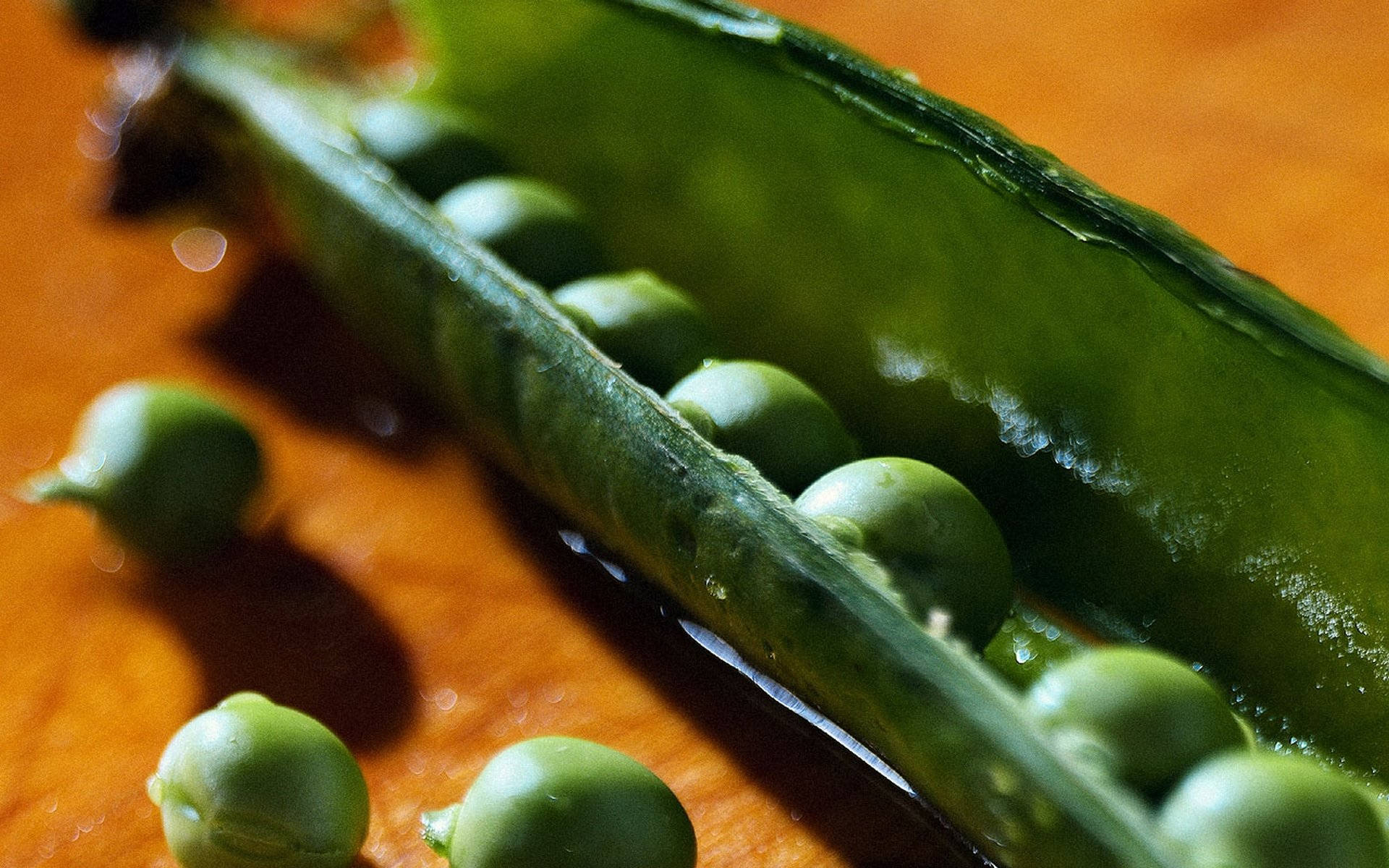 Vegetable Green Peas Opened Pod Close Up Background